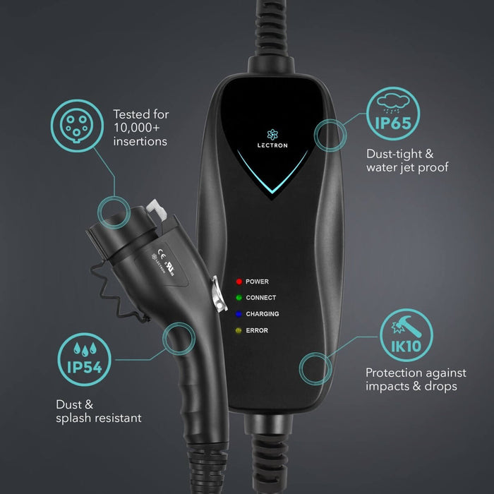 Lectron Portable Level 1 J1772 EV Charger + Tesla Supercharger (NACS) to CCS Adapter Bundle (Charger: 15A / 110V / NEMA 5-15 | Adapter: 500A / 1000V)