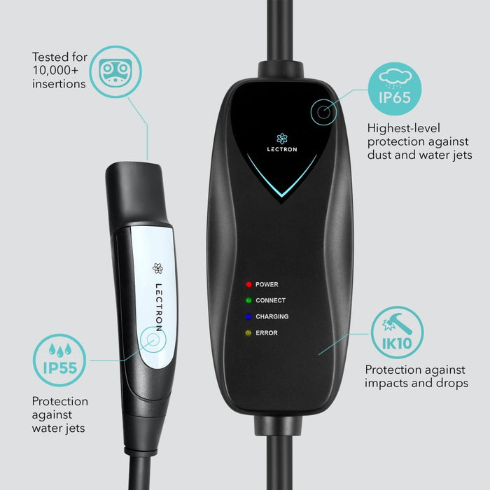 Lectron Portable Level 1 Tesla EV Charger | 110V | 15 Amp | NEMA 5-15 | Standard / WiFi-Enabled