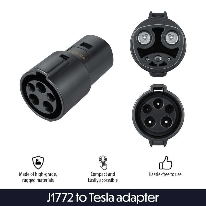 Lectron Portable Level 1 Tesla EV Charger + 80 Amp J1772 to Tesla Adapter Bundle | 110V | 15 Amp | NEMA 5-15