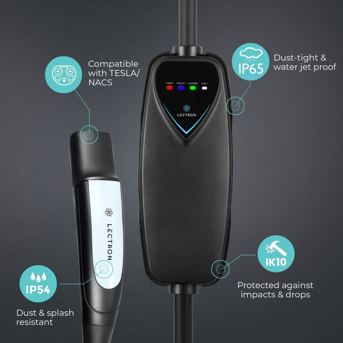 Lectron Portable Level 2 Tesla EV Charger | 240V | 40 Amp | NEMA 14-50 | Standard / WiFi-Enabled