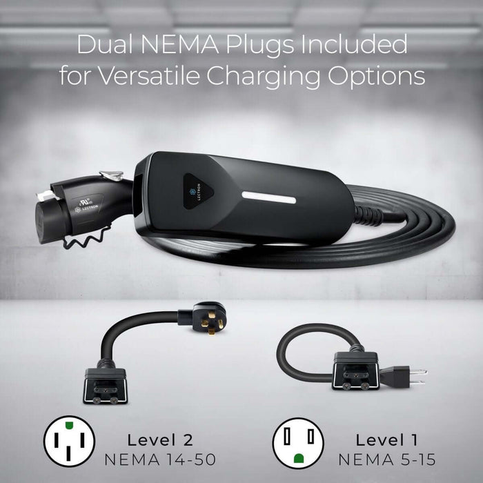 Lectron Portable Level 1 & 2 J1772 EV Charger | 110V & 240V | 12 & 40 Amp | NEMA 5-15 & 14-50