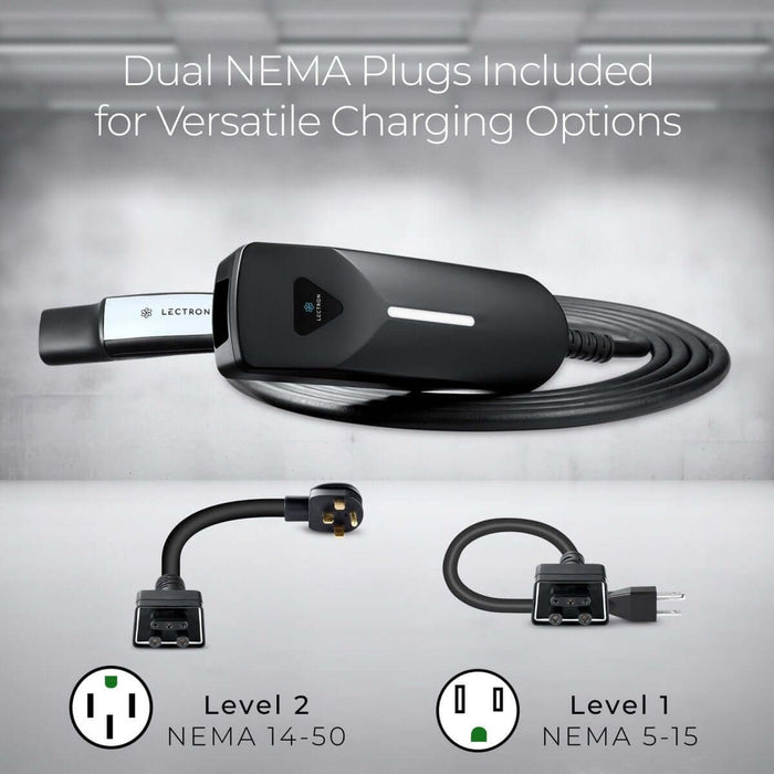 Lectron Portable Level 1 & 2 Tesla NACS  EV Charger | 110V & 240V | 12 & 40 Amp | NEMA 5-15 & 14-50