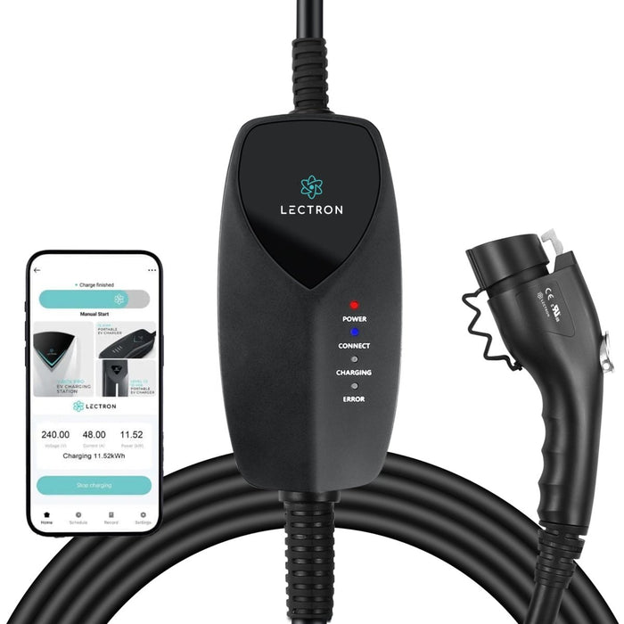 Lectron Portable Level 1 J1772 EV Charger (WiFi) with App Control | 120V | 12 Amp | NEMA 5-15 | 16 ft Cord