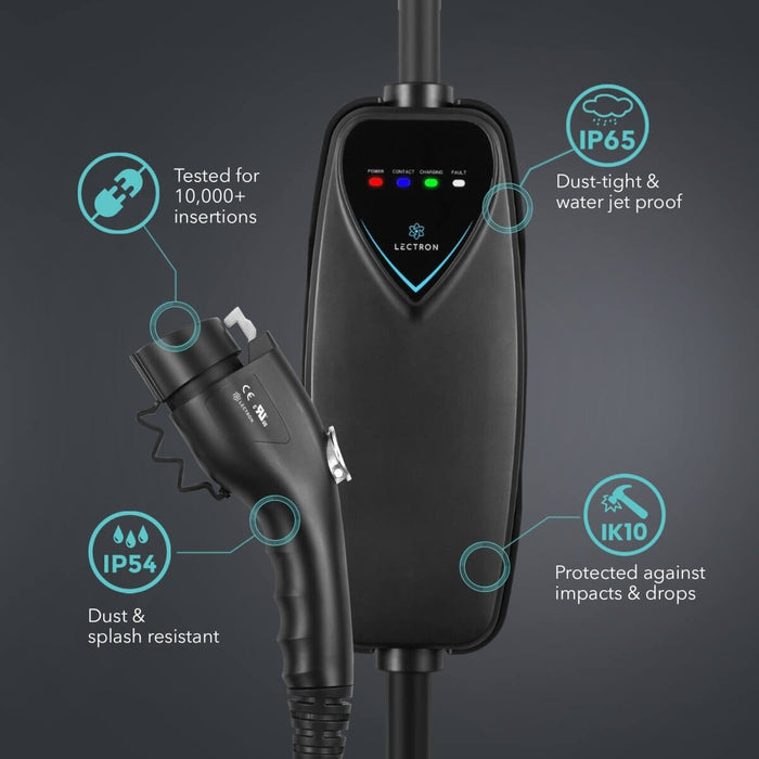 Lectron Portable Level 2 J1772 EV Charger | 240V | 40 Amp | NEMA 14-50 | 16 ft Cord | Standard / WiFi-Enabled