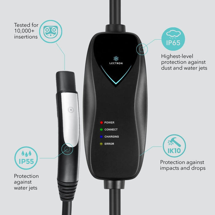 Lectron Portable Level 1 Tesla EV Charger + 300 Amp CCS to Tesla EV Charger Adapter Bundle | 110V | 15 Amp | NEMA 5-15