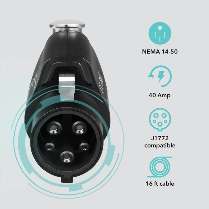 Lectron Portable Level 2 J1772 EV Charger | 240V | 40 Amp | NEMA 14-50 | 16 ft Cord | Standard / WiFi-Enabled