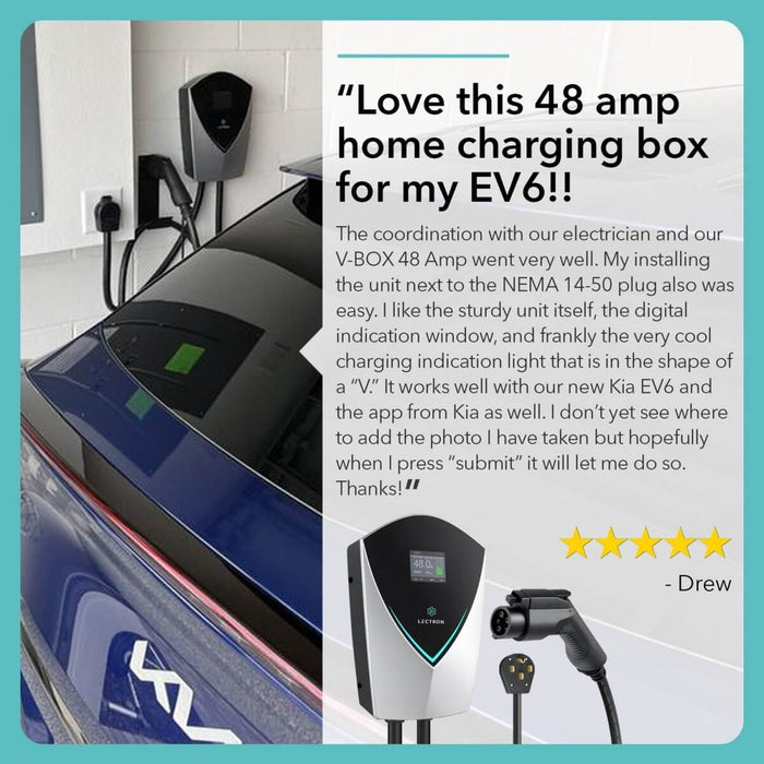 Lectron Home Level 2 J1772 V-Box EV Charging Station | 240V | 48 Amp | NEMA 14-50 / Hardwired