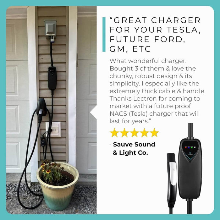 Lectron Portable Level 2 Tesla EV Charger | 240V | 40 Amp | NEMA 14-50 | Standard / WiFi-Enabled